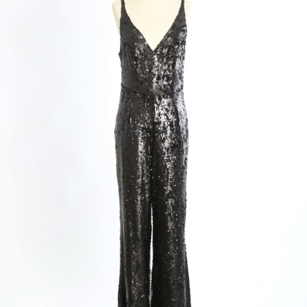 NWT Dress the Population Charlie Sequin Wide Leg Jumpsuit 1X $318 - Picture 8 of 9